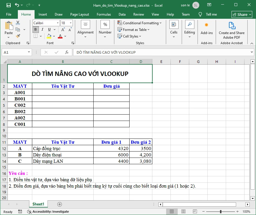 Hàm VLOOKUP nâng cao: kết hợp IF và xử lý chuỗi trong Excel