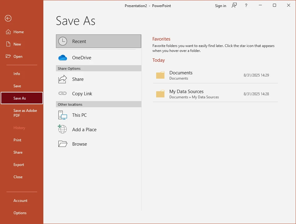 Lưu bài thuyết trình sang định dạng PDF và các dạng khác trong Microsoft PowerPoint