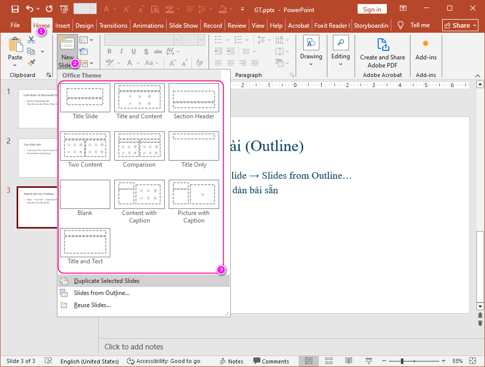 Các thao tác cơ bản với Slide trong PowerPoint