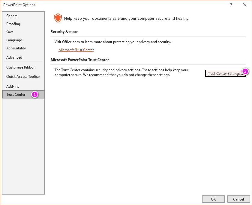 Thiết lập Macro Security trong PowerPoint