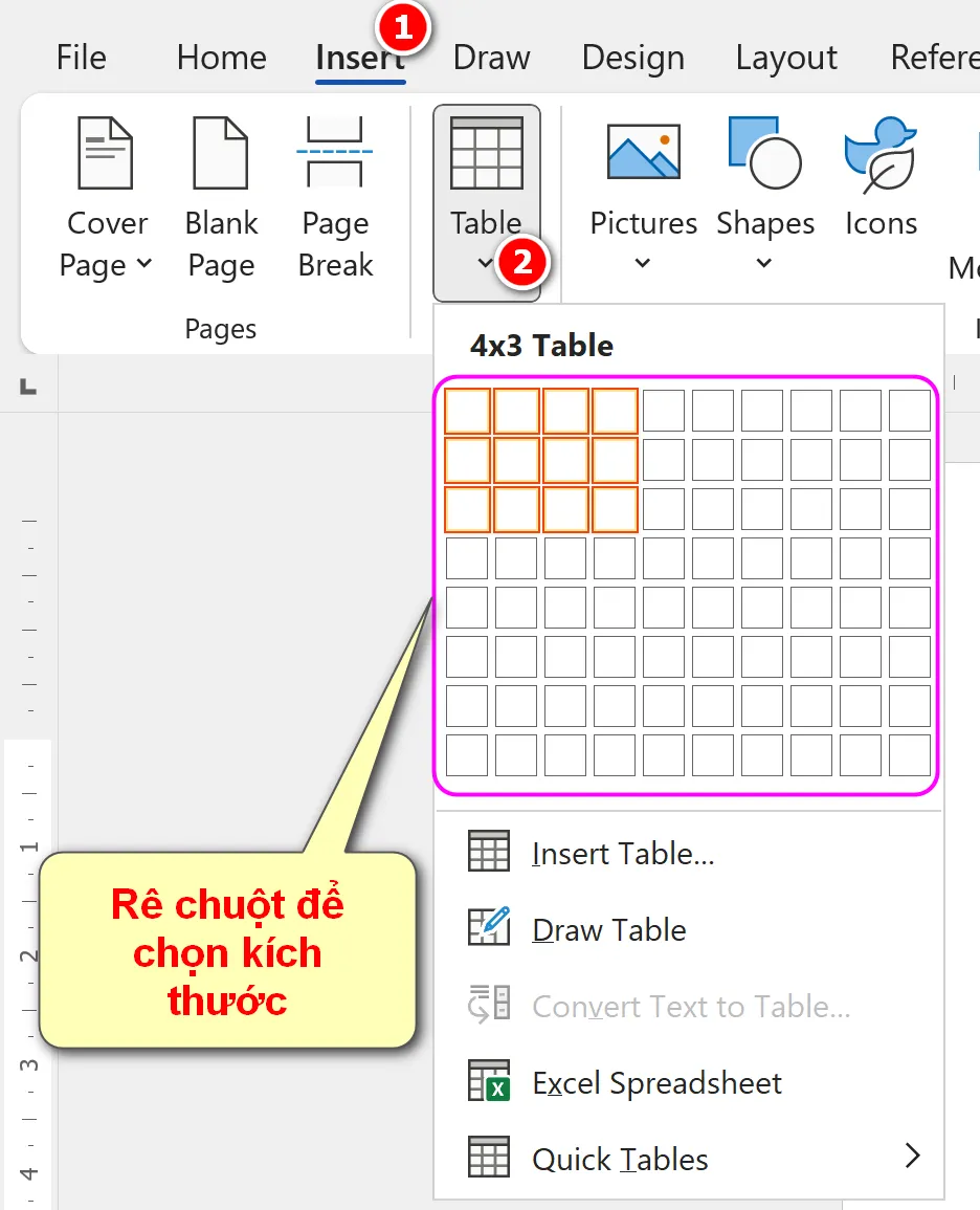 Thêm (chèn) bảng vào văn bản trong Word