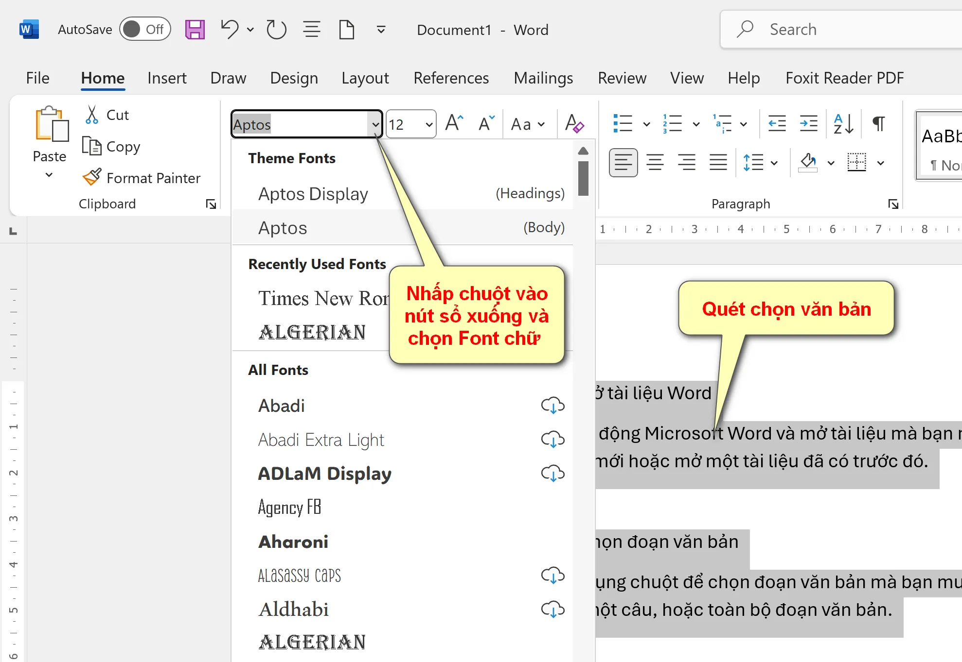 Định dạng văn bản - Thay đổi font chữ