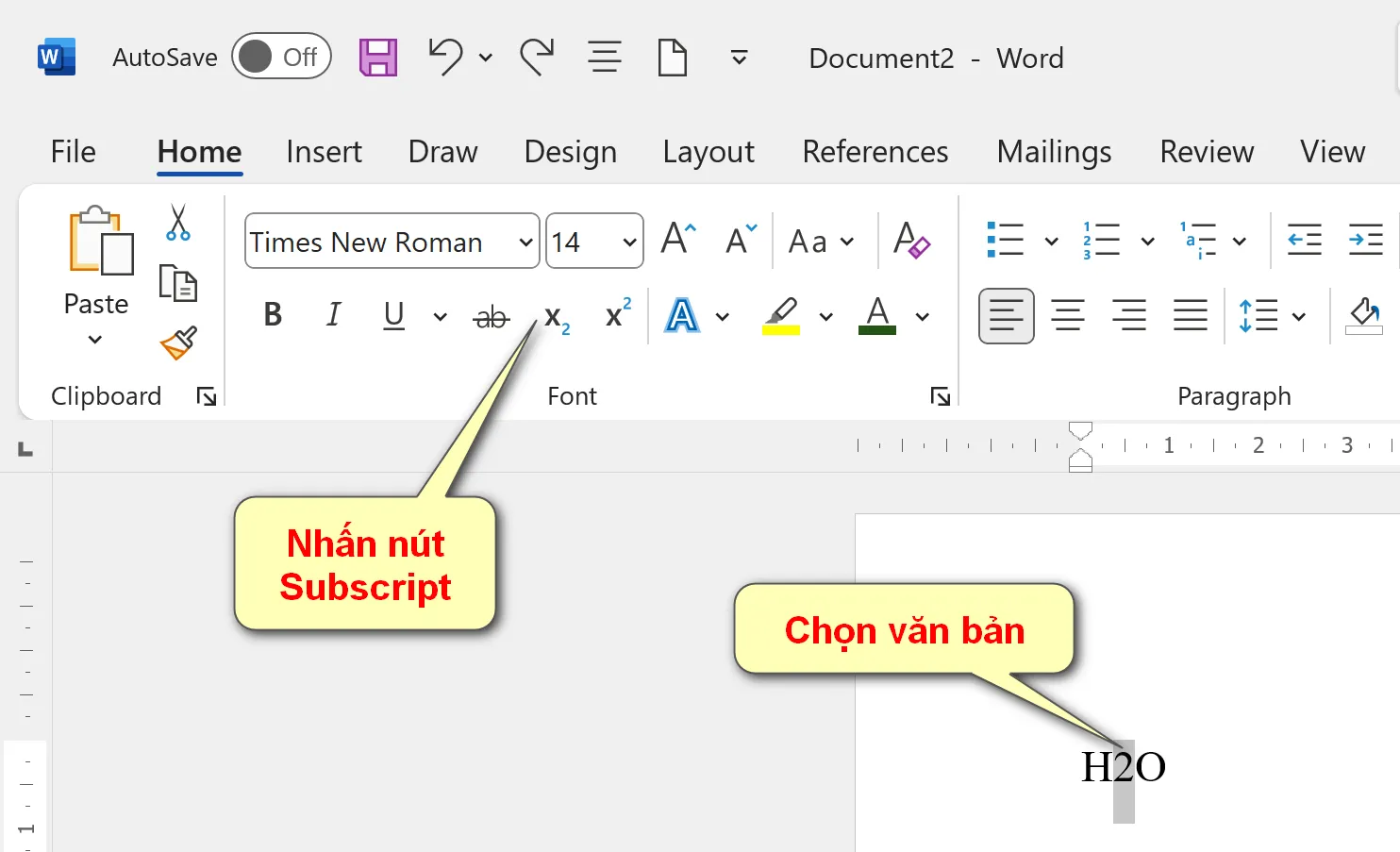 Định dạng văn bản - Tạo chỉ số dưới, chỉ số trên trong Word
