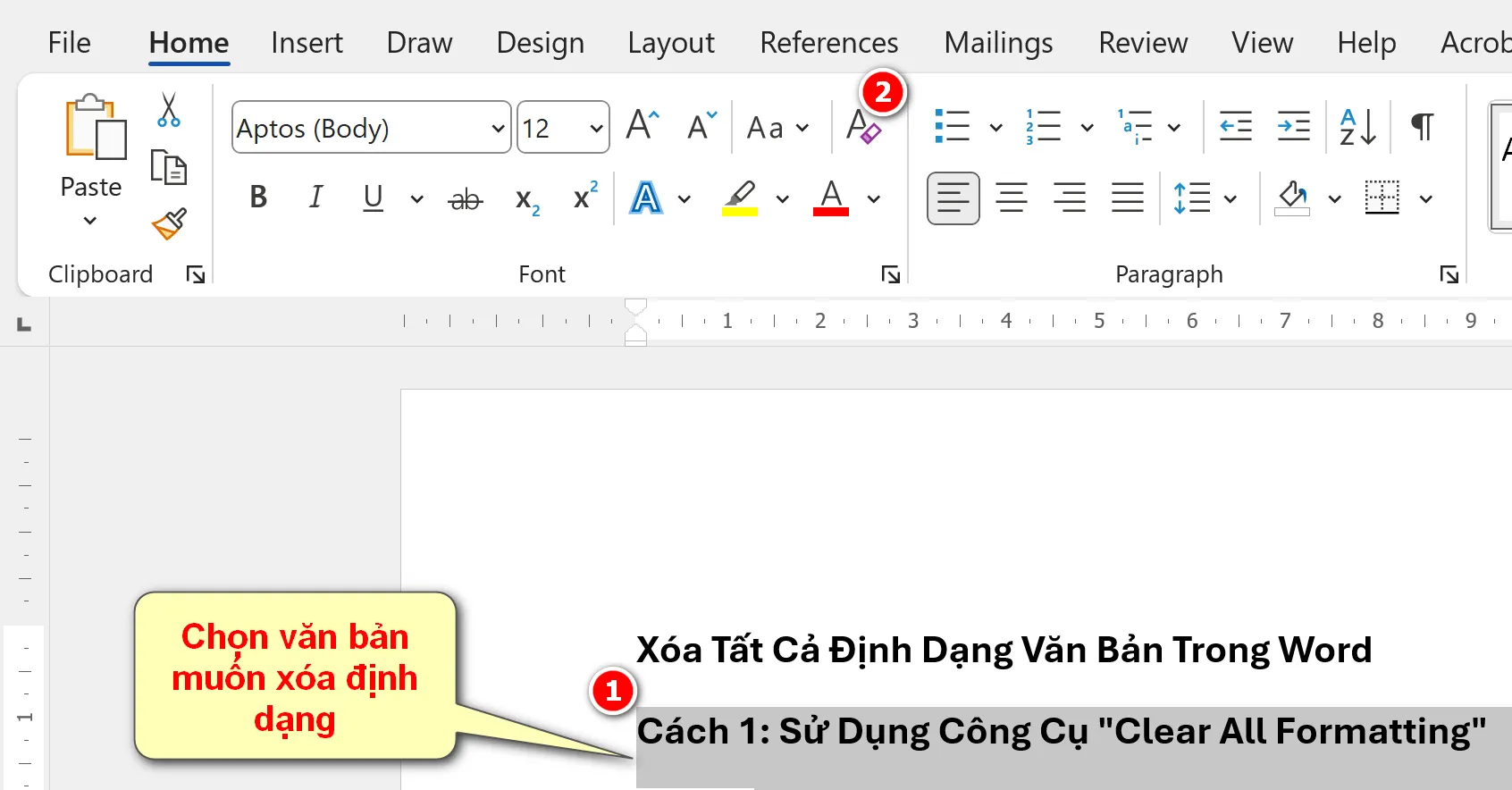 Định dạng văn bản - Xóa tất cả định dạng văn bản trong Word